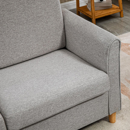 Compact 2-Seater Loveseat Sofa with Wood Legs and Armrests - Light Grey