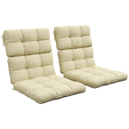 2-Piece Garden Patio Chair Seat and Backrest Cushion Set with Ties - Beige