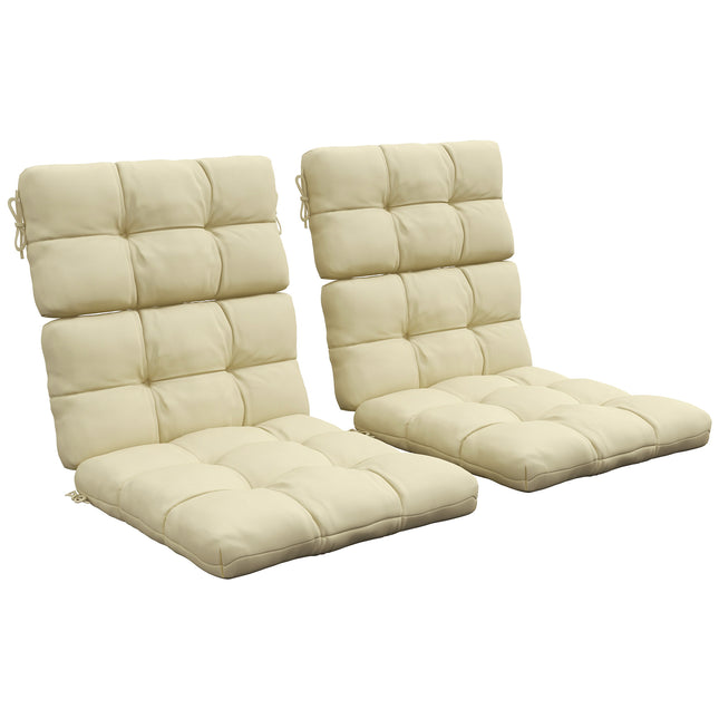 2-Piece Garden Patio Chair Seat and Backrest Cushion Set with Ties - Beige