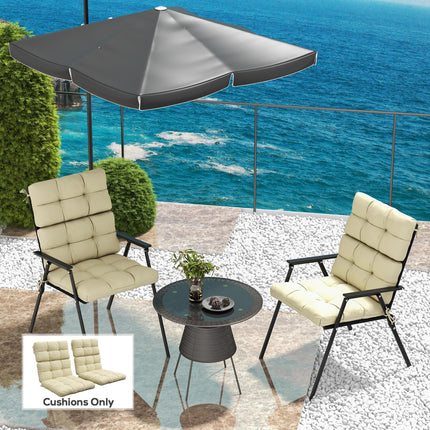 2-Piece Garden Patio Chair Seat and Backrest Cushion Set with Ties - Beige