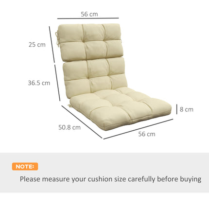 2-Piece Garden Patio Chair Seat and Backrest Cushion Set with Ties - Beige