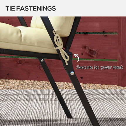 2-Piece Garden Patio Chair Seat and Backrest Cushion Set with Ties - Beige