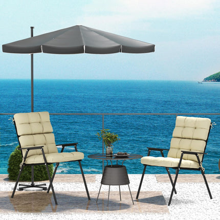 2-Piece Garden Patio Chair Seat and Backrest Cushion Set with Ties - Beige