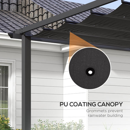 3 x 4m Aluminium Pergola with Retractable Roof and Rust Resistant Frame - Dark Grey