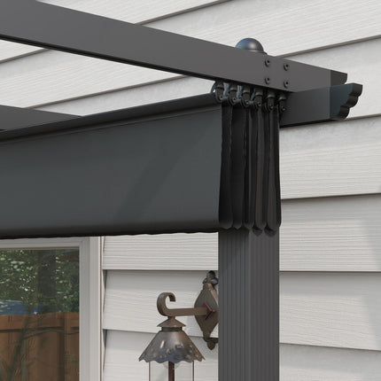 3 x 4m Aluminium Pergola with Retractable Roof and Rust Resistant Frame - Dark Grey
