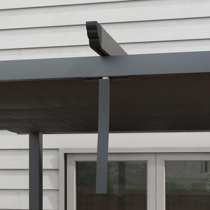 3 x 4m Aluminium Pergola with Retractable Roof and Rust Resistant Frame - Dark Grey