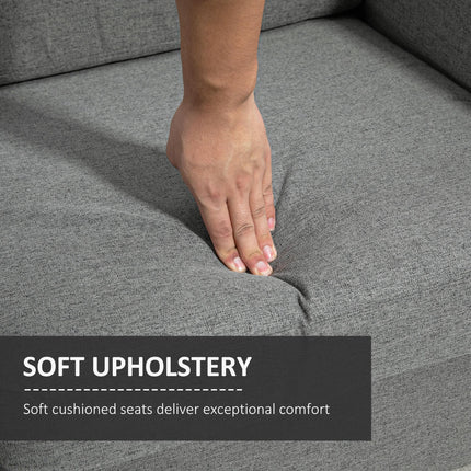 Compact 2-Seater Loveseat Sofa with Wood Legs and Armrests - Grey
