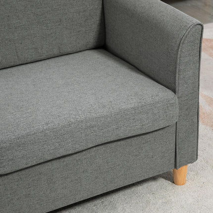 Compact 2-Seater Loveseat Sofa with Wood Legs and Armrests - Grey