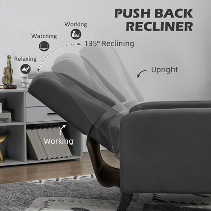 Wingback Recliner Armchair with Footrest and Button Tufted Microfibre Upholstery - Deep Grey