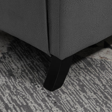 Wingback Recliner Armchair with Footrest and Button Tufted Microfibre Upholstery - Deep Grey