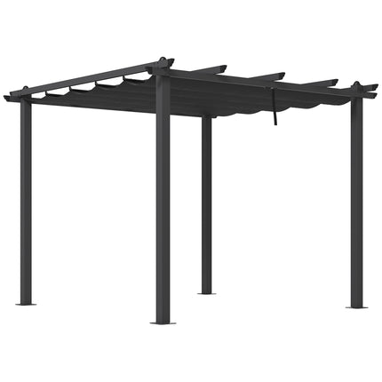 3 x 3 Metre Aluminium Pergola Set with Retractable PU Roof - Grey