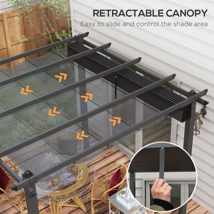 3 x 3 Metre Aluminium Pergola Set with Retractable PU Roof - Grey