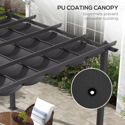 3 x 3 Metre Aluminium Pergola Set with Retractable PU Roof - Grey