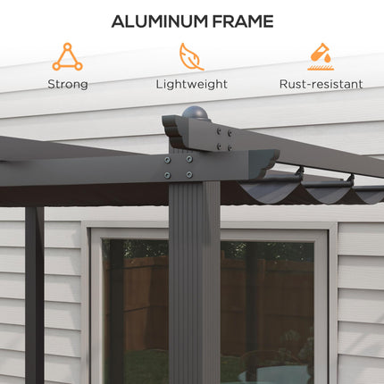 3 x 3 Metre Aluminium Pergola Set with Retractable PU Roof - Grey