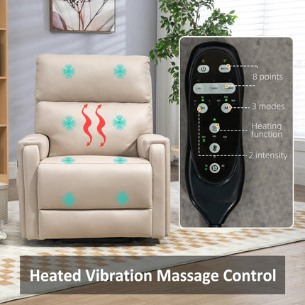 Power Lift Recliner Chair with Massage, Heat & Cup Holders - Beige Microfibre