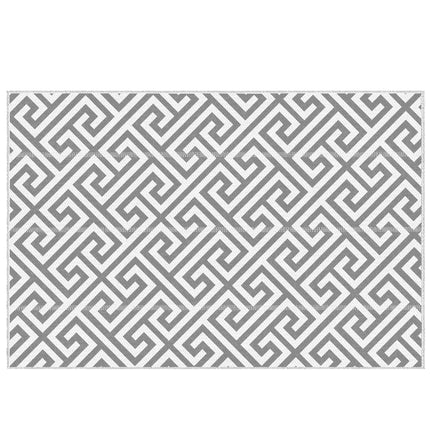 Reversible Outdoor Plastic Straw Rug 152x243cm Portable Camping Mat for Garden Picnic Indoor - Light Grey