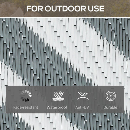 Reversible Outdoor Plastic Straw Rug 152x243cm Portable Camping Mat for Garden Picnic Indoor - Light Grey