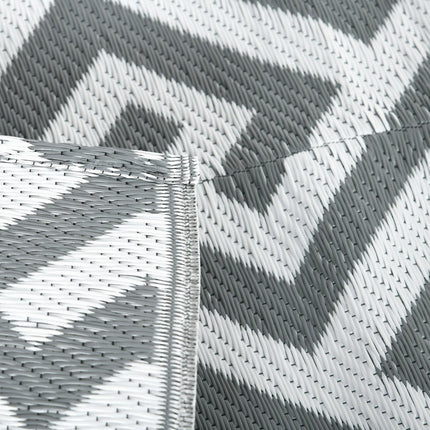 Reversible Outdoor Plastic Straw Rug 152x243cm Portable Camping Mat for Garden Picnic Indoor - Light Grey