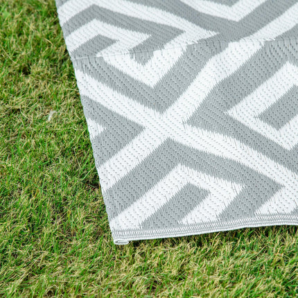 Reversible Outdoor Plastic Straw Rug 152x243cm Portable Camping Mat for Garden Picnic Indoor - Light Grey