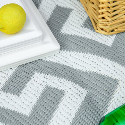 Reversible Outdoor Plastic Straw Rug 152x243cm Portable Camping Mat for Garden Picnic Indoor - Light Grey