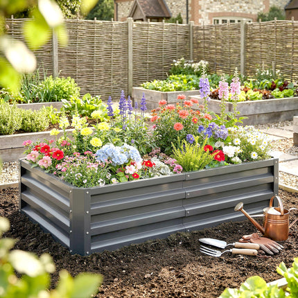 Galvanised Raised Garden Bed 120x60cm for Vegetables - Light Grey