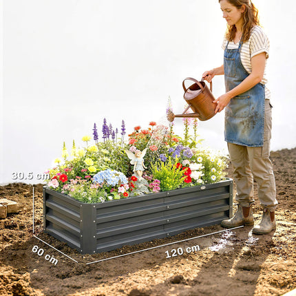 Galvanised Raised Garden Bed 120x60cm for Vegetables - Light Grey