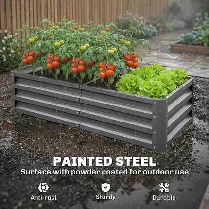 Galvanised Raised Garden Bed 120x60cm for Vegetables - Light Grey