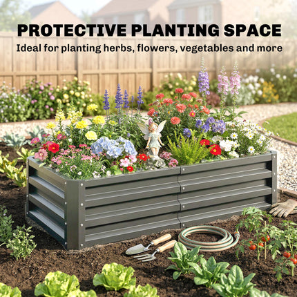 Galvanised Raised Garden Bed 120x60cm for Vegetables - Light Grey