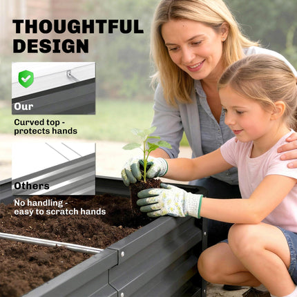 Galvanised Raised Garden Bed 120x60cm for Vegetables - Light Grey