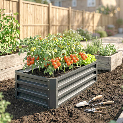 Galvanised Raised Garden Bed 120x60cm for Vegetables - Light Grey