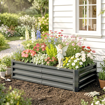 Galvanised Raised Garden Bed 120x60cm for Vegetables - Light Grey