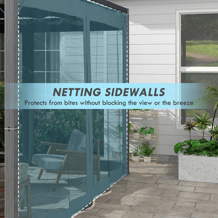 3 x 3 Metre Retractable Pergola With Mesh Curtains - Dark Grey