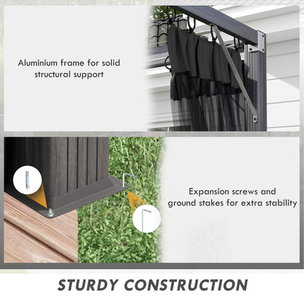 3 x 3 Metre Retractable Pergola With Mesh Curtains - Dark Grey
