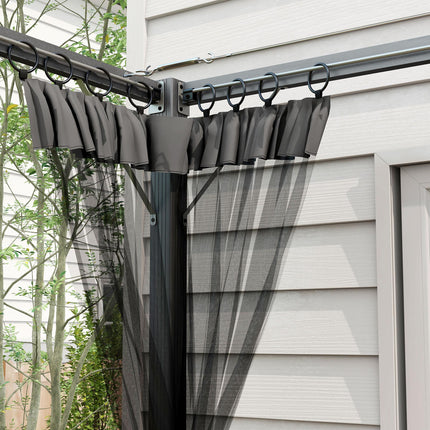 3 x 3 Metre Retractable Pergola With Mesh Curtains - Dark Grey