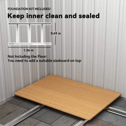 Metal Garden Tool Storage Shed with Sliding Door and Floor Foundation - Green