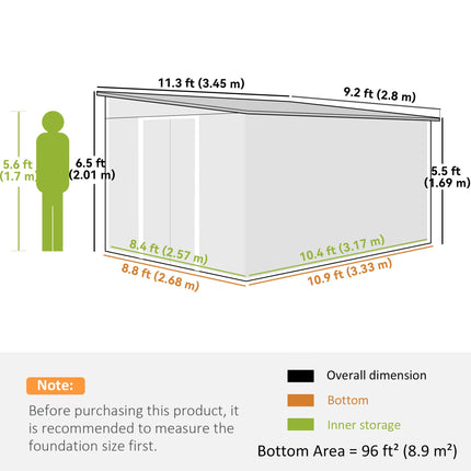 Metal Garden Storage Shed with Double Sliding Doors and Ventilation - Green