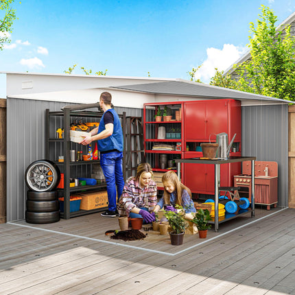 Metal Garden Storage Shed with Double Sliding Doors and Ventilation - Green