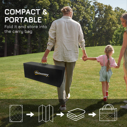 Reversible Outdoor Rug Set with Carry Bag and Ground Stakes - Black and White