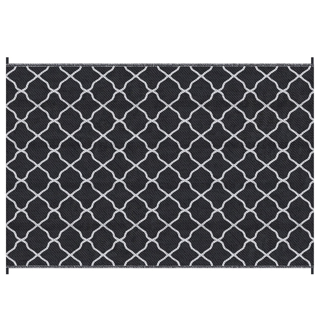 Reversible Waterproof Outdoor Rug 182x274cm with Carry Bag - Black