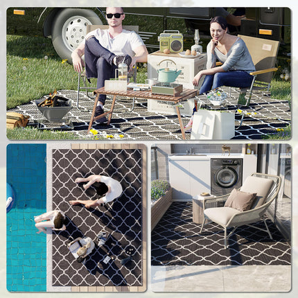 Reversible Waterproof Outdoor Rug 182x274cm with Carry Bag - Black