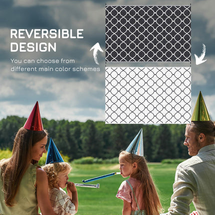 Reversible Waterproof Outdoor Rug 182x274cm with Carry Bag - Black