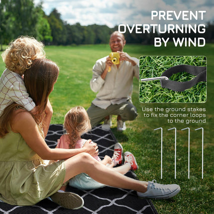 Reversible Waterproof Outdoor Rug 182x274cm with Carry Bag - Black