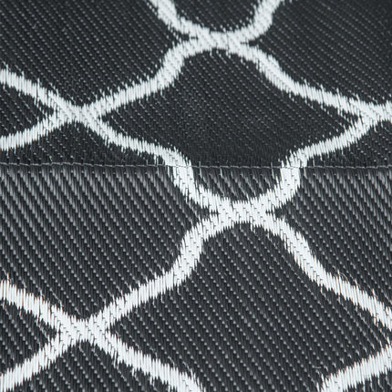 Reversible Waterproof Outdoor Rug 182x274cm with Carry Bag - Black