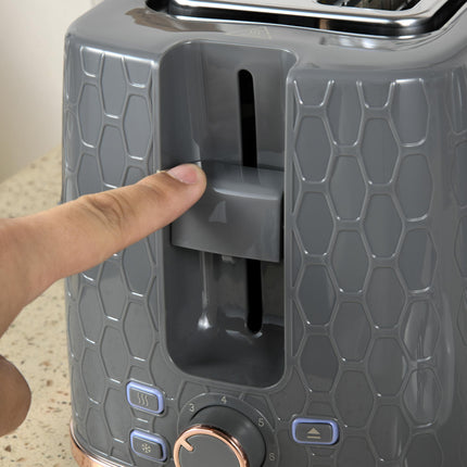 2 Piece 1.7L Kettle and 2-Slice Toaster Set with Auto Shut Off - Grey