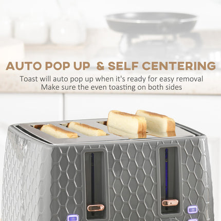 Fast Boil 1.7L Kettle and 4 Slice Toaster Set - Grey