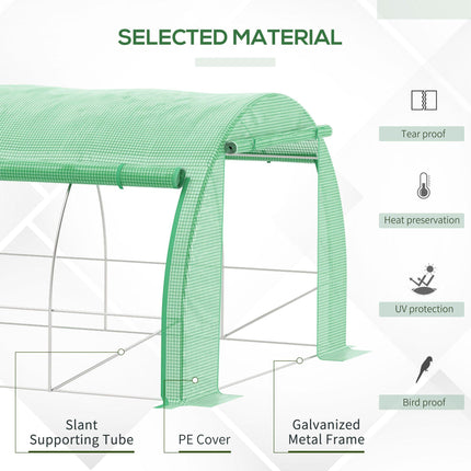 3x3x2m Walk-In Polytunnel Greenhouse Tent with Roll-Up Sidewalls - Green