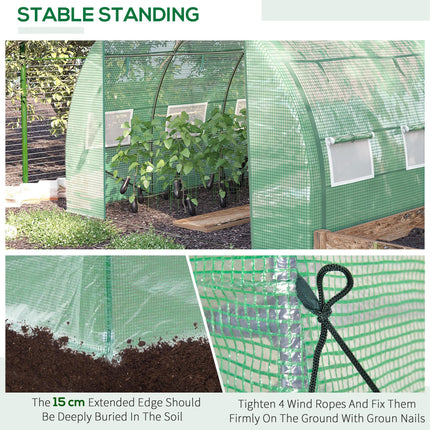3x3x2m Walk-In Polytunnel Greenhouse Tent with Roll-Up Sidewalls - Green