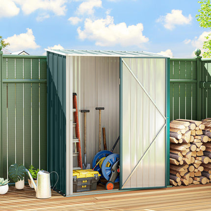Metal Outdoor Storage Shed 1-Piece with Single Door - Green