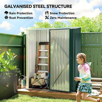 Metal Outdoor Storage Shed 1-Piece with Single Door - Green