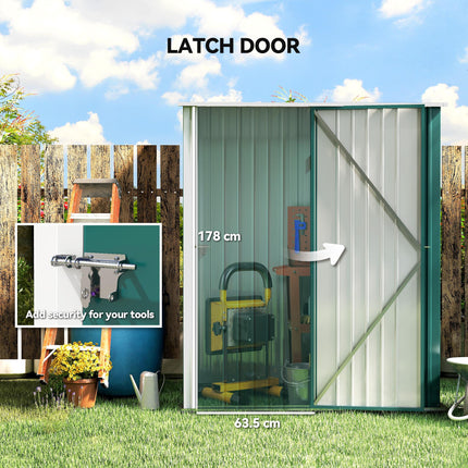 Metal Outdoor Storage Shed 1-Piece with Single Door - Green